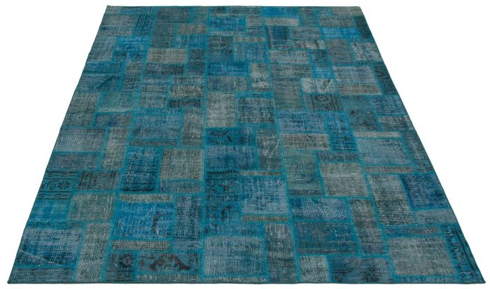 Turkish Color Transition Patchwork 6'11" x 9'10" Hand-knotted Wool Rug 