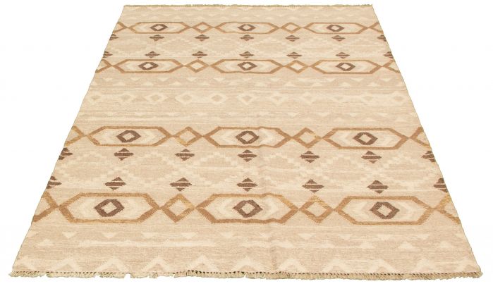 Turkish Pure & Organic 5'6" x 7'5" Flat-Weave Wool Kilim 