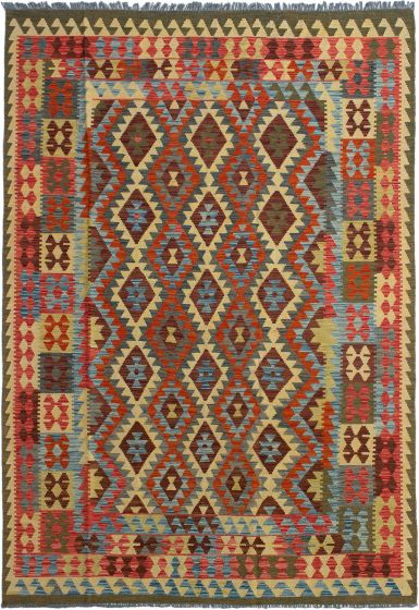 Turkish Kashkoli FW 6'8" x 9'10" Flat-Weave Wool Kilim 