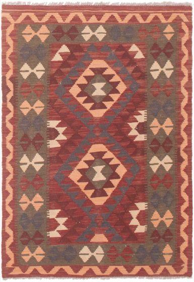 Turkish Sivas 3'3" x 4'9" Flat-Weave Wool Kilim 