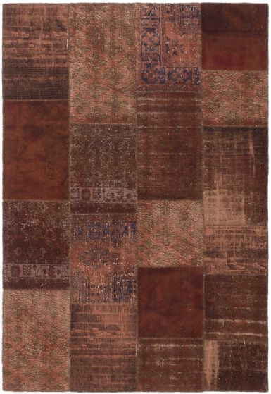 Turkish Color Transition Patchwork 6'11" x 10'0" Hand-knotted Wool Rug 