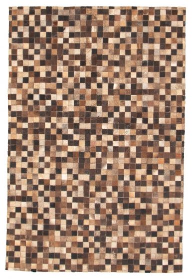 Argentina Cowhide Patchwork 3'11" x 5'10" Handmade Leather Rug 