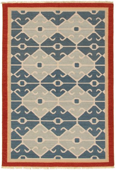 Turkish Bold and Colorful 5'3" x 7'10" Flat-Weave Wool Kilim 