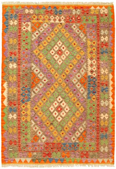 Turkish Sivas 4'3" x 6'1" Flat-Weave Wool Kilim 