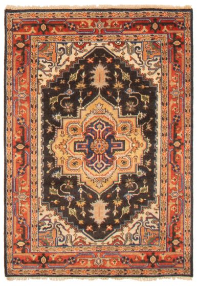 Indian Serapi Heritage 4'1" x 5'11" Hand-knotted Wool Rug 