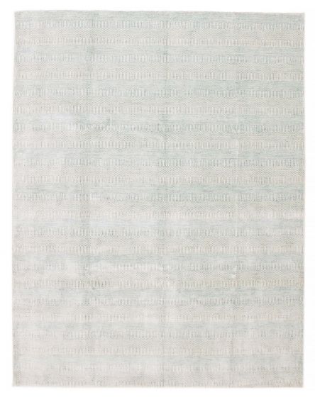 Indian Silk Shadow 8'1" x 10'3" Hand Loomed Silk & Wool Rug 