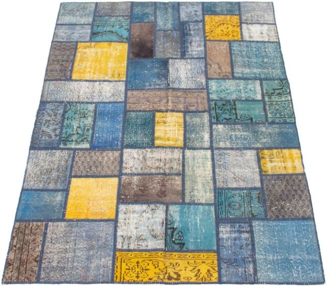 Turkish Color Transition Patchwork 5'9" x 7'10" Hand-knotted Wool Rug 