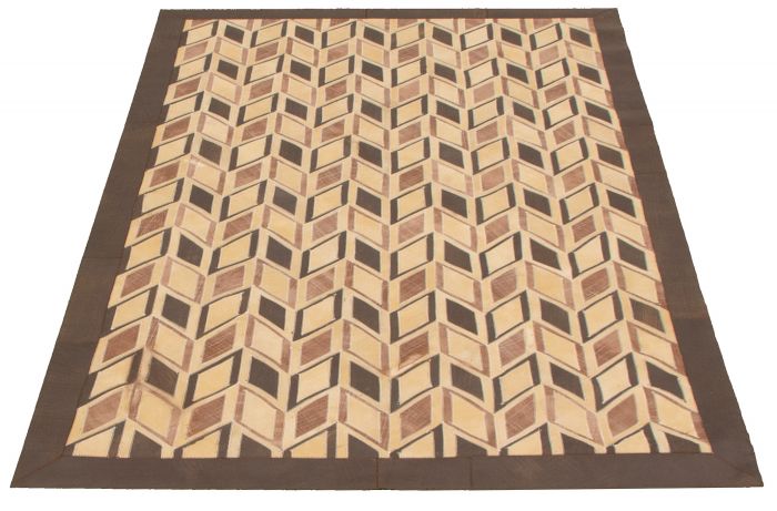 Argentina Cowhide Patchwork 4'11" x 7'10" Handmade Leather Rug 
