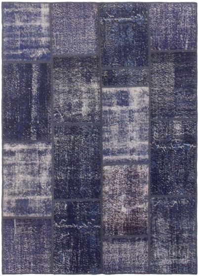 Turkish Color Transition Patchwork 5'7" x 7'9" Hand-knotted Wool Rug 
