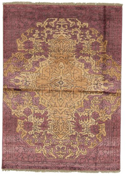 Indian Jules Oushak 4'8" x 6'5" Hand-knotted Silk Rug 