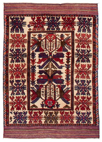Afghan Tajik Caucasian 4'2" x 5'11" Hand-knotted Wool Rug 