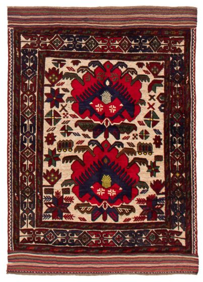 Afghan Tajik Caucasian 4'2" x 5'11" Hand-knotted Wool Rug 