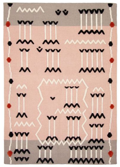 Indian Marrakech 5'2" x 7'6" Flat-Weave Wool Kilim 