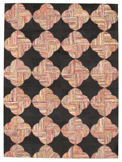 Argentina Cowhide Patchwork 4'10" x 6'8" Handmade Hemp, Jute & Leather Rug 
