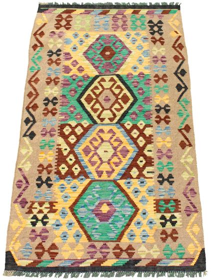 Turkish Sivas 3'3" x 6'4" Flat-Weave Wool Kilim 