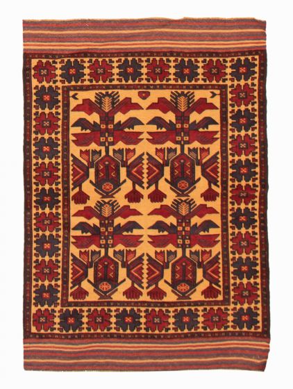 Afghan Tajik Caucasian 3'11" x 5'11" Hand-knotted Wool Rug 