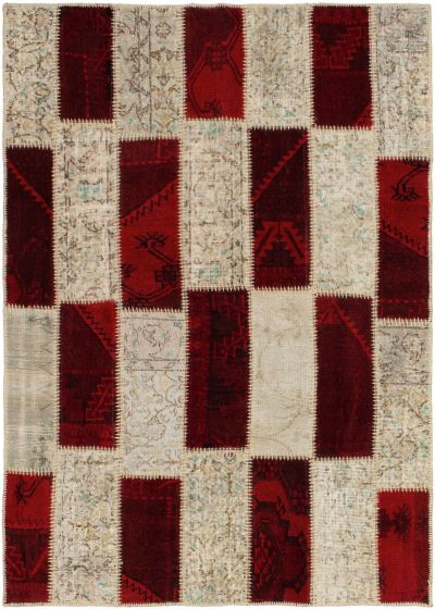 Turkish Color Transition Patchwork 4'5" x 6'2" Hand-knotted Wool Rug 