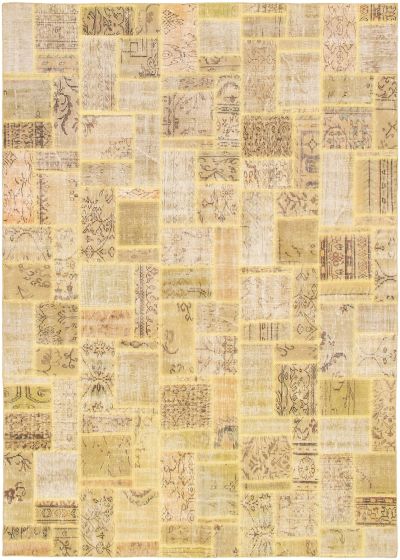 Turkish Color Transition Patchwork 6'8" x 9'8" Hand-knotted Wool Rug 