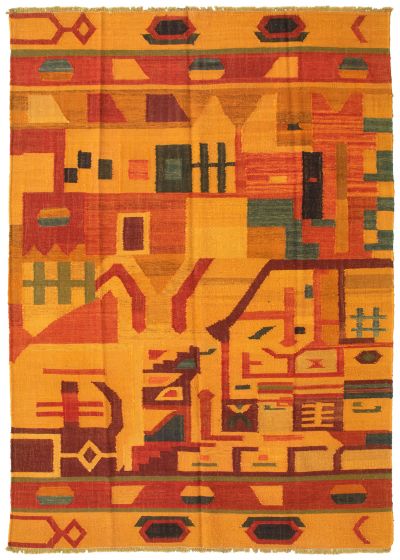 Turkish Sundance 6'2" x 8'8" Flat-Weave Wool Kilim 