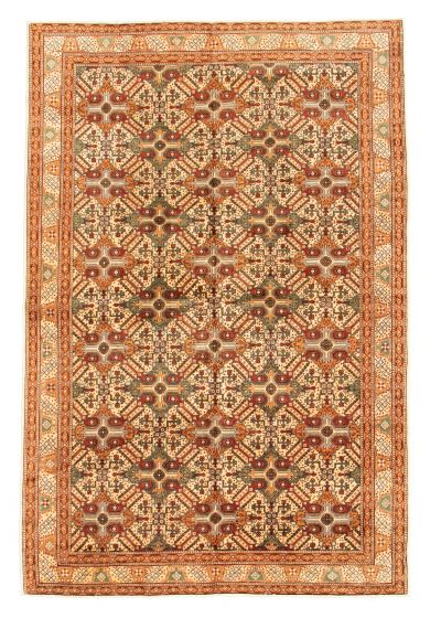Turkish Keisari Vintage 6'5" x 9'6" Hand-knotted Wool Ivory Rug