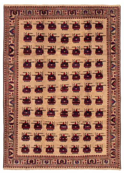 Afghan Rare War 6'9" x 9'6" Hand-knotted Wool Rug 