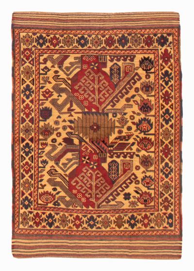 Afghan Tajik Caucasian 3'11" x 5'9" Hand-knotted Wool Rug 