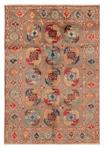 Afghan Uzbek Ghazni 4'1" x 5'9" Hand-knotted Wool Rug 