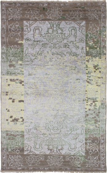 Indian La Seda 5'1" x 8'2" Hand-knotted Wool & Silk Rug 