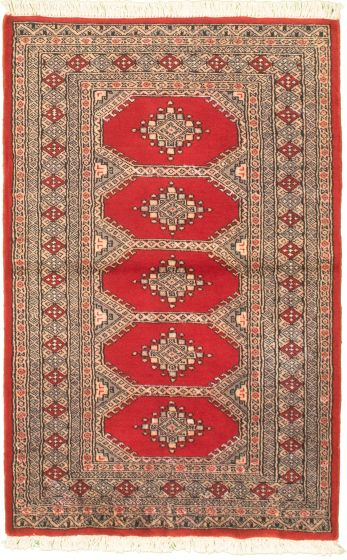 Pakistani Finest Peshawar Bokhara 3'1" x 4'11" Hand-knotted Wool Rug 
