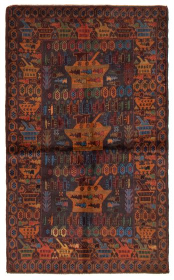 Afghan Rare War 3'11" x 6'7" Hand-knotted Wool Rug 