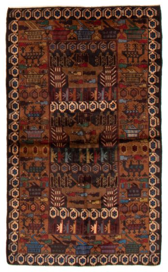 Afghan Rare War 3'10" x 6'7" Hand-knotted Wool Rug 
