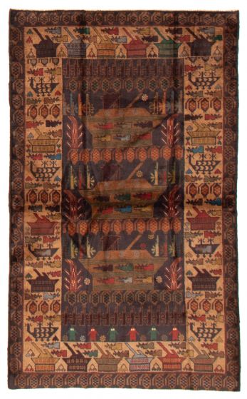 Afghan Rare War 3'9" x 6'4" Hand-knotted Wool Rug 