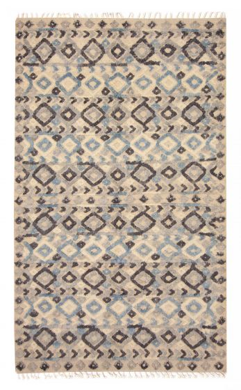 Indian Marrakech 5'2" x 8'7" Flat-Weave Wool Kilim 