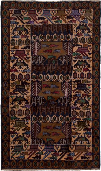 Afghan Rare War 3'10" x 6'7" Hand-knotted Wool Rug 