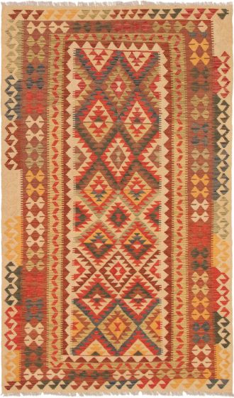 Turkish Kashkoli FW 5'2" x 8'8" Flat-Weave Wool Kilim 