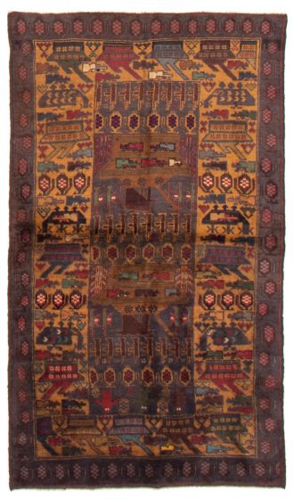 Afghan Rare War 3'10" x 6'8" Hand-knotted Wool Rug 
