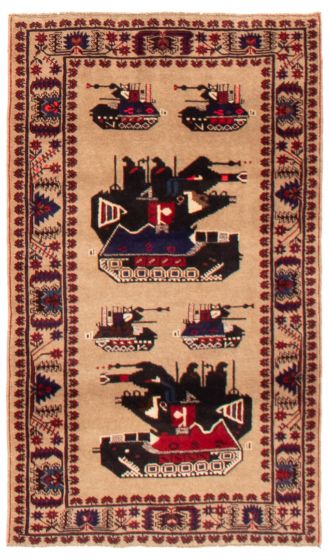 Afghan Rare War 2'9" x 4'8" Hand-knotted Wool Rug 