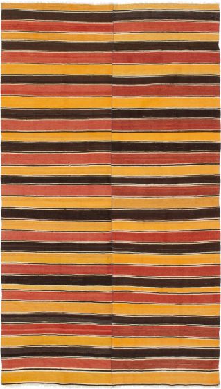 Turkish Boho 5'1" x 9'10" Flat-Weave Wool Kilim 