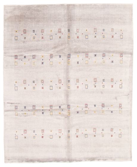 Indo Gabbeh 8'1" x 9'10" Hand Loomed Bamboo Silk Rug 