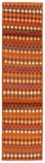 Afghan Baluch 2'7" x 10'0" Hand-knotted Wool Burnt Orange Rug