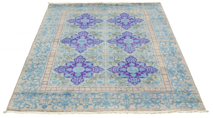Pakistani Lahore Finest Collection 5'2" x 6'4" Hand-knotted Wool Rug 