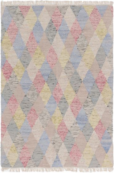 Indian Sedona 5'0" x 7'4" Flat-Weave Silk, Wool Kilim 