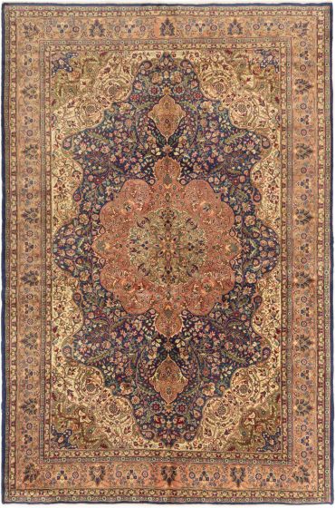 Turkish Hereke 6'9" x 9'10" Hand-knotted Wool Navy Blue Rug