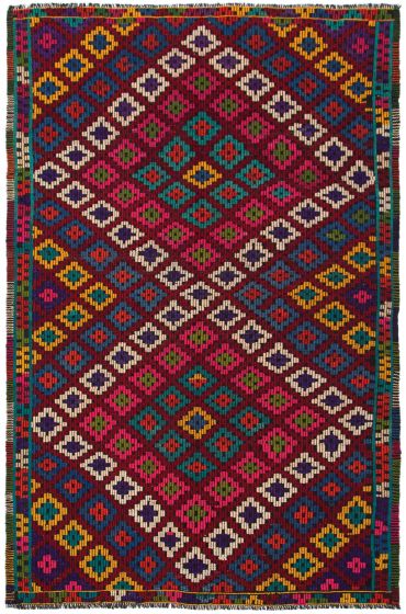 Turkish Yoruk 6'1" x 9'6" Flat-Weave Wool Tapestry Kilim 