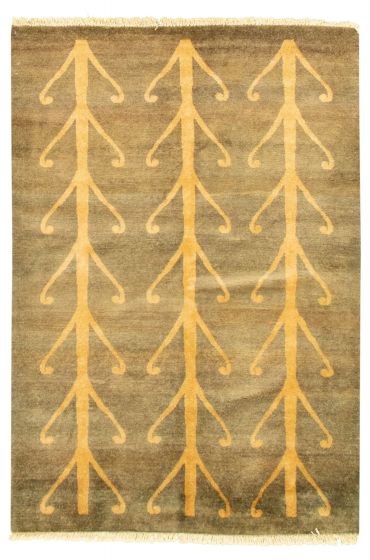 Pakistani Peshawar Ziegler 4'3" x 5'10" Hand-knotted Wool Rug 