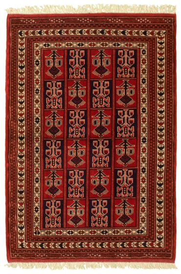 Turkmenistan Turkman 4'5" x 6'3" Hand-knotted Wool Rug 