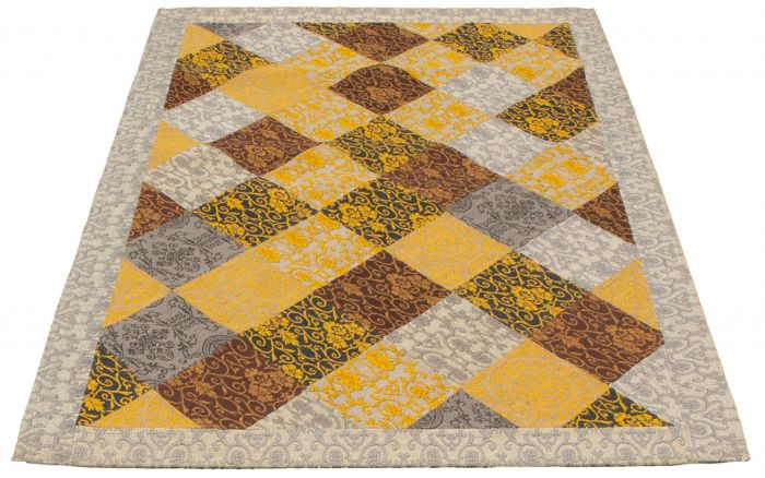 Indian Collage 4'9" x 6'9" Handmade Chenille Rug 