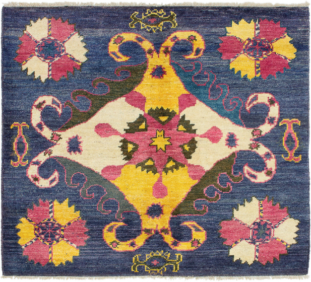 Indian Shalimar 4'10" x 5'1" Hand-knotted Wool Rug 