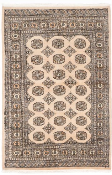 Pakistani Finest Peshawar Bokhara 4'0" x 6'0" Hand-knotted Wool Yellow Rug - Clearance