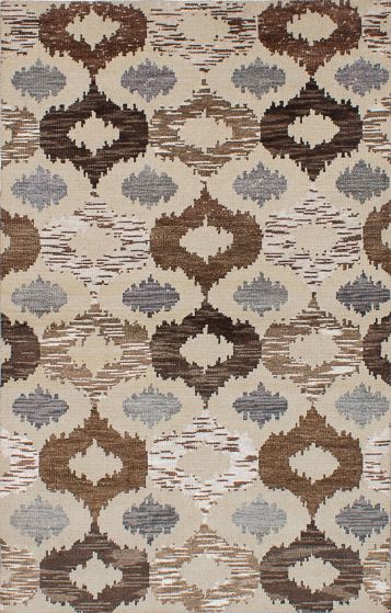 Indian La Seda 5'0" x 7'11" Hand-knotted Silk, Wool Rug 